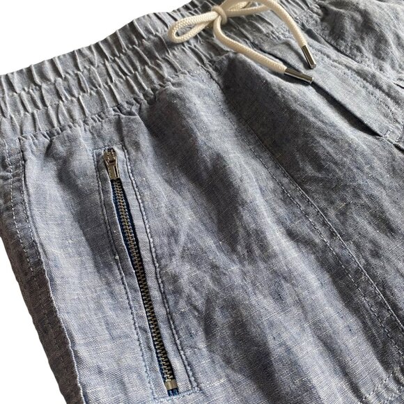 Athleta Cabo Linen Jogger Chambray Blue Sz 2 Beachy Nautical Coastal Athleisure - Picture 9 of 13